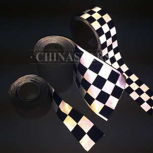 亮銀TC反光布印刷方格 安全警示服用方格反光帶